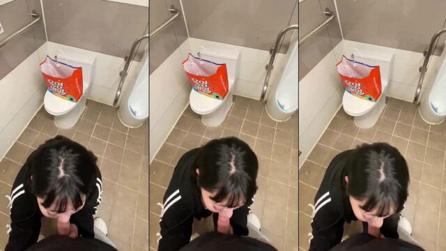 Lén lút trong nhà vệ sinh nam siêu thị em mút chùn chụt như chết đói