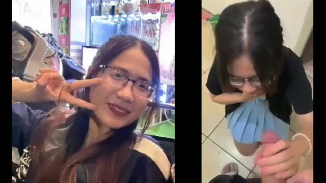 Khánh Linh bé kính cận tranh thủ bú cu trước khi đi làm