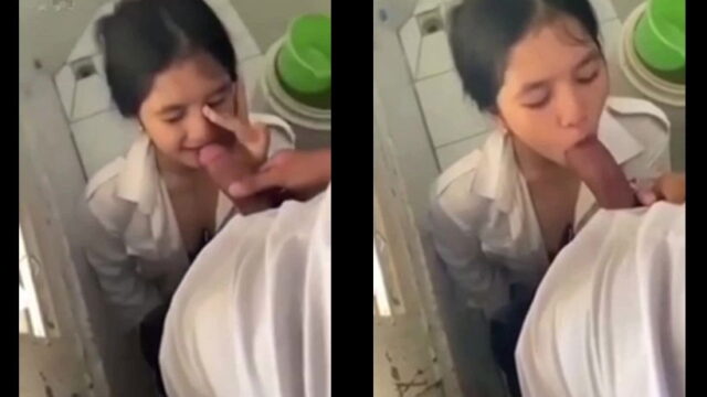 Trốn tiết học bé nữ sinh bú cây hàng khủng của bạn thân trong wc trường