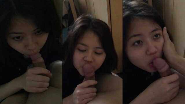 Em sinh viên ngoan ngoãn bú cu chóp chép như thèm lắm