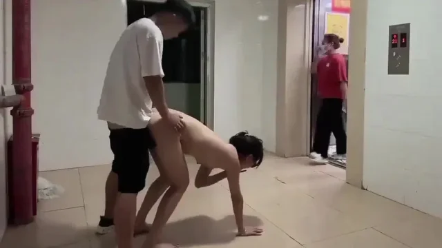 Đang chịch em trước sảnh thang máy thì gặp chị hàng xóm